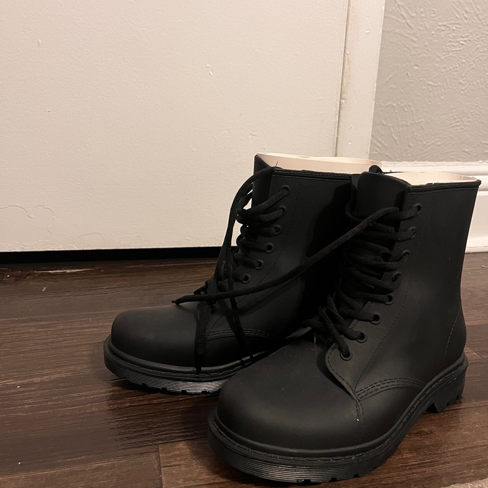Black Lace-Up Combat Boots